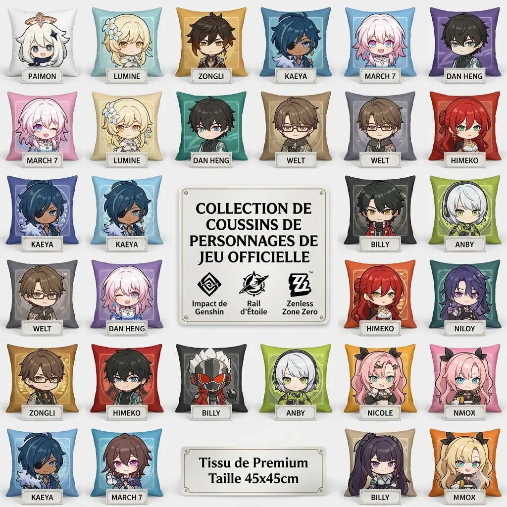 Housse de coussin Zenless Zone Zero Honkai Star Rail & Genshin Impact Housse de coussin : Zenless Zone Zero, Honkai Star Rail & Genshin Impact